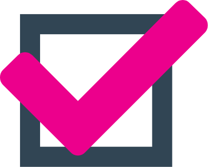 box with hot pink checkmark